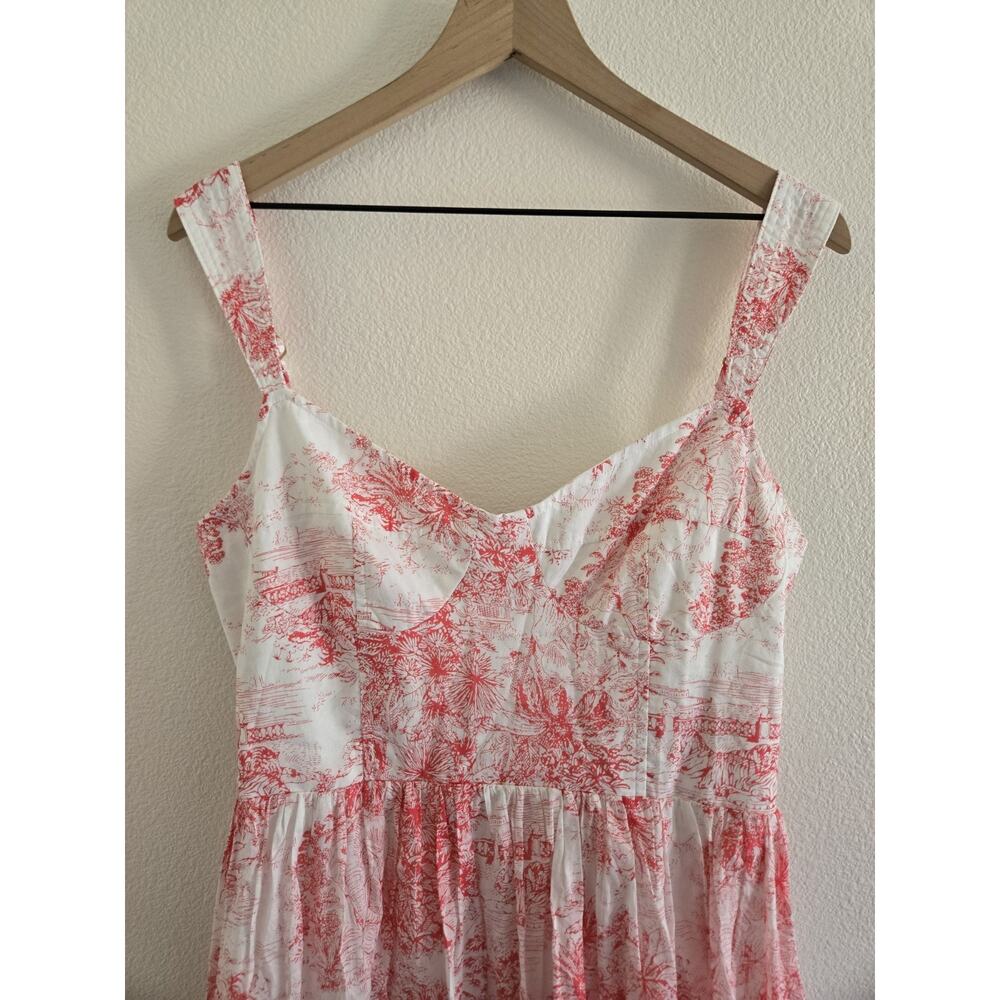 Aqua XL Floral Smocked Midi Dress White Pink Coquette Cottagecore Euro Summer - Picture 3 of 7
